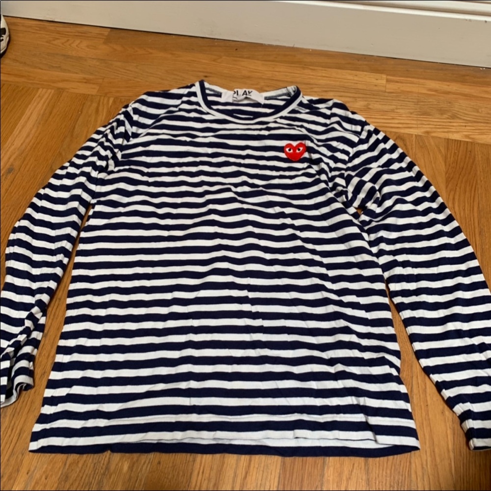 Longsleeve navy blue striped CDG shirt